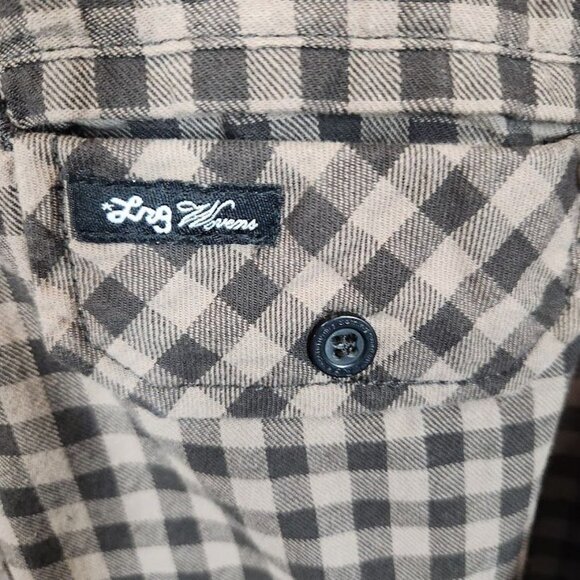 LRG Woven Men's Gingham Check‎ Button Down in Black and Tan - Size Medium - Picture 5 of 7
